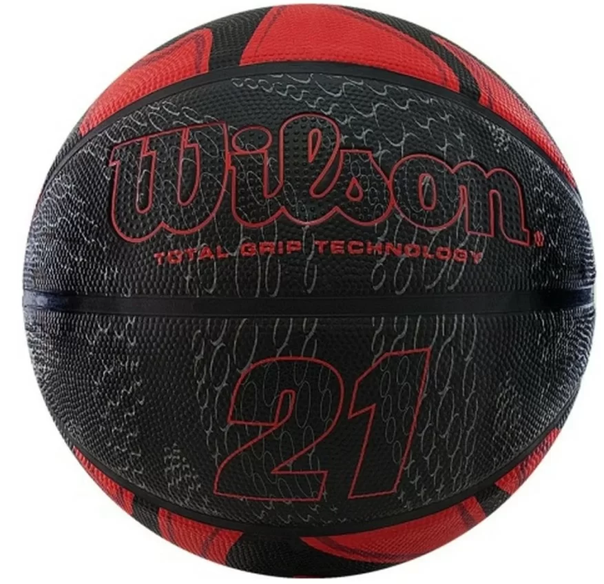 Реальное фото Мяч баскетбольный Wilson 21 Series размер №7 красн-чер-сереб WTB2103XB07 от магазина СпортЕВ