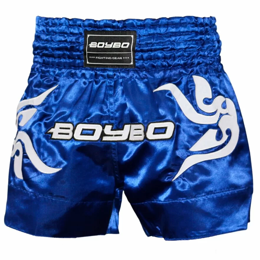 Реальное фото Шорты для тайского бокса BoyBo синие BST882 от магазина СпортЕВ