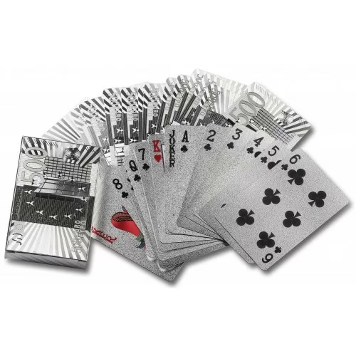 Реальное фото Карты игральные пластик подарочные 54 листа серебро 2 -JSD от магазина СпортЕВ