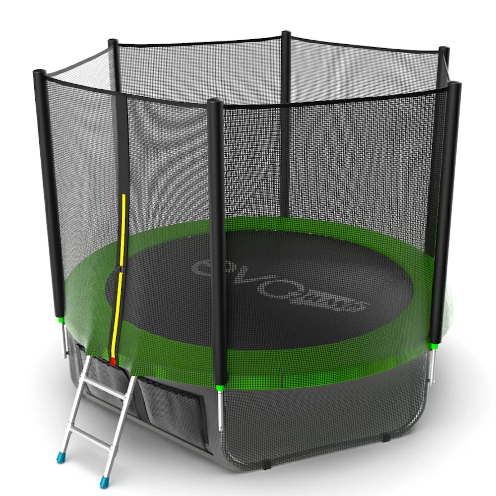 Реальное фото EVO JUMP External 8ft (Green) + Lower net. Батут с внешней сеткой и лестницей, диаметр 8ft (зеленый) + нижняя сеть от магазина СпортЕВ