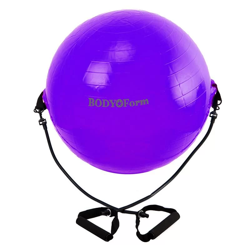 Реальное фото Фитбол 75 см (30") Body Form с эспандером purple BF-GBE01AB от магазина СпортЕВ