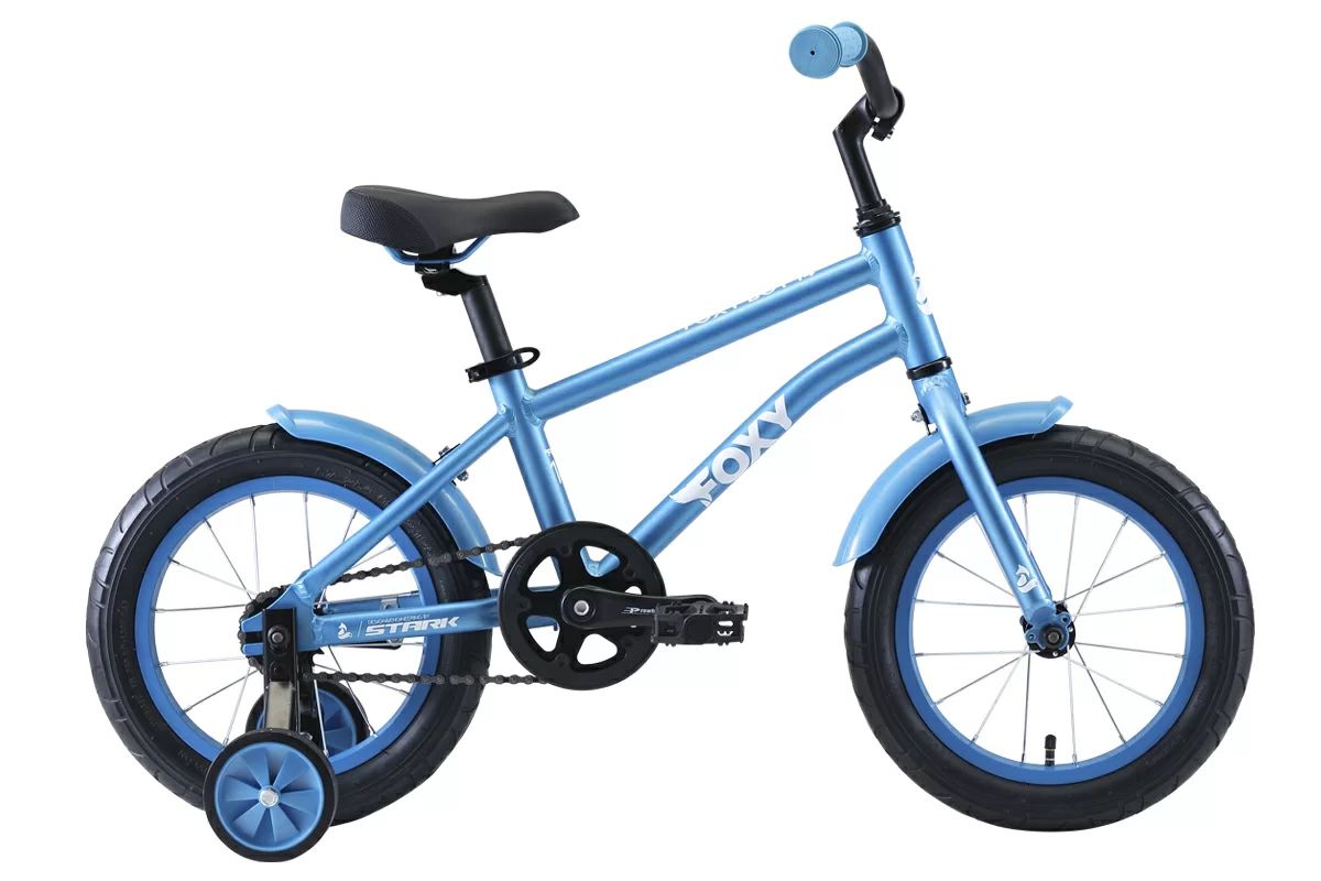 Реальное фото Велосипед Stark Foxy 14 Boy (2020) голубой/белый от магазина СпортЕВ