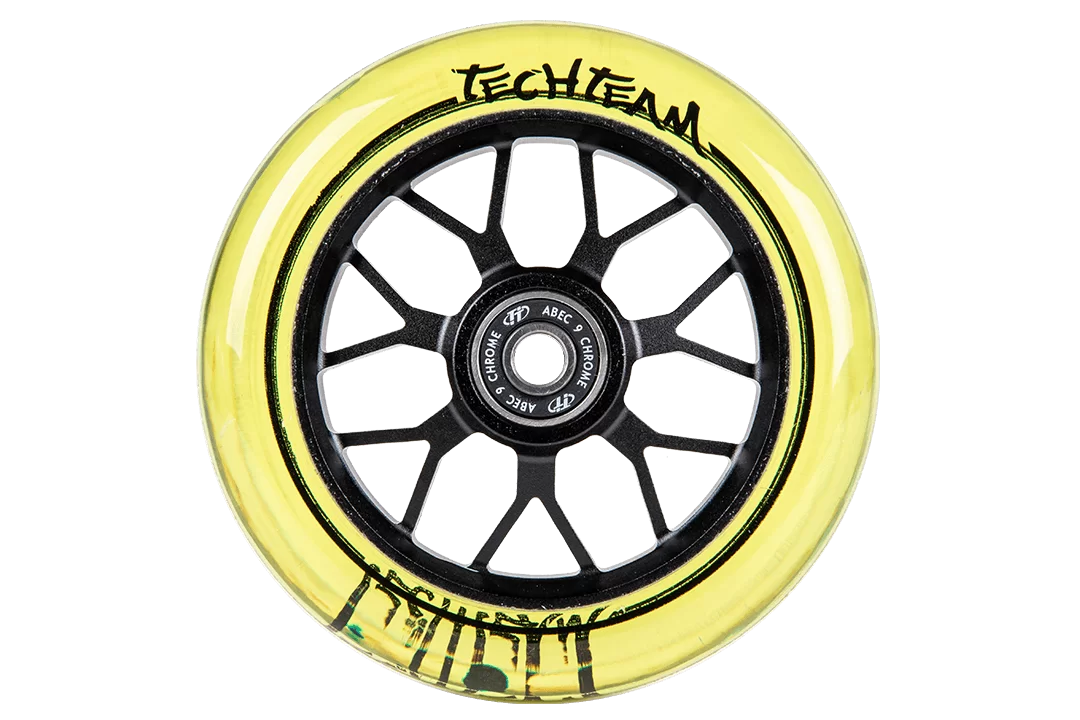 Реальное фото Колесо для самоката TechTeam X-Treme 110 мм Форма Winner yellow transparent от магазина СпортЕВ