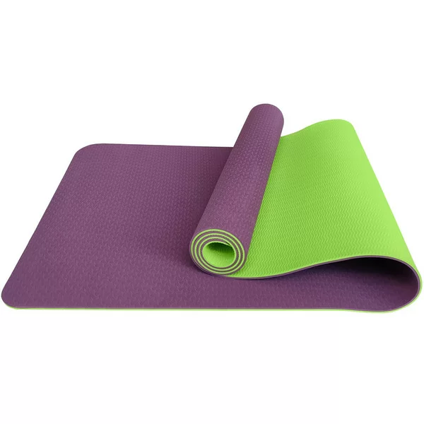 Реальное фото Коврик для йоги 183х61х0,6 см E33588 ТПЕ фиолетово/салатовый 10020099 от магазина СпортЕВ