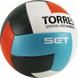 Мяч волейбольный Torres Set р.5 синт. кожа бело-оранж-серо-голубой V32045