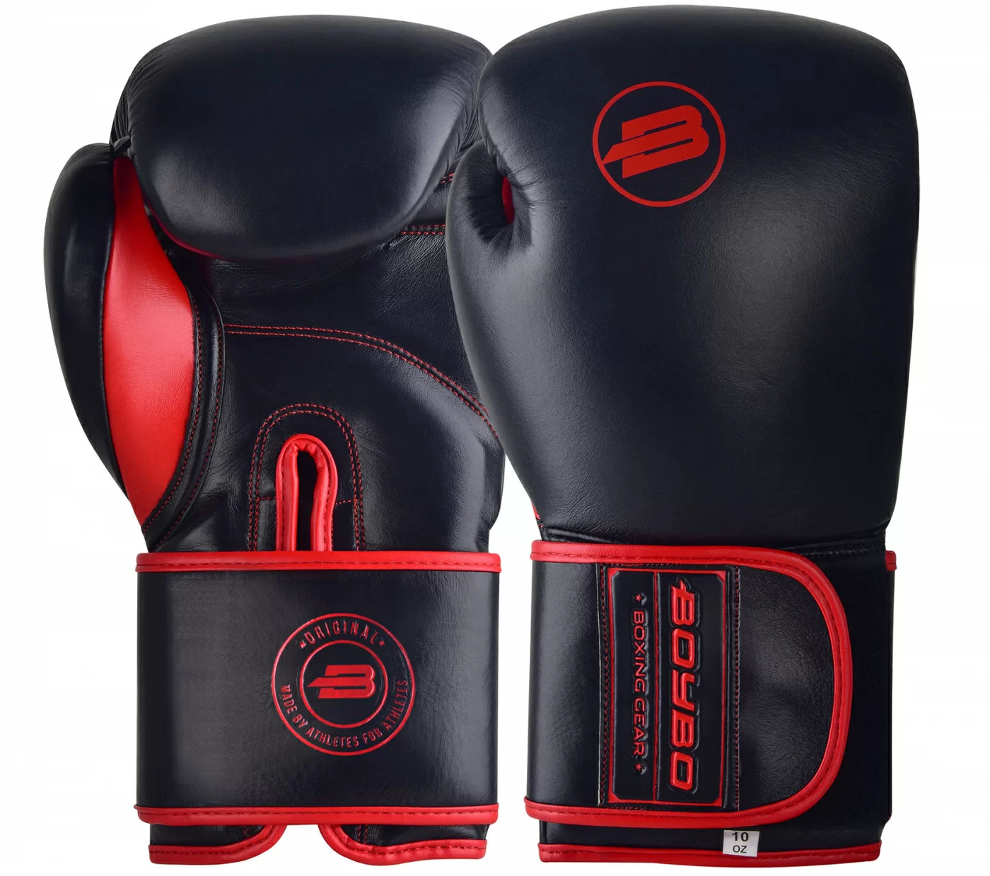 Реальное фото Перчатки боксерские BoyBo Rage кожа черно-красные BBG200 от магазина СпортЕВ