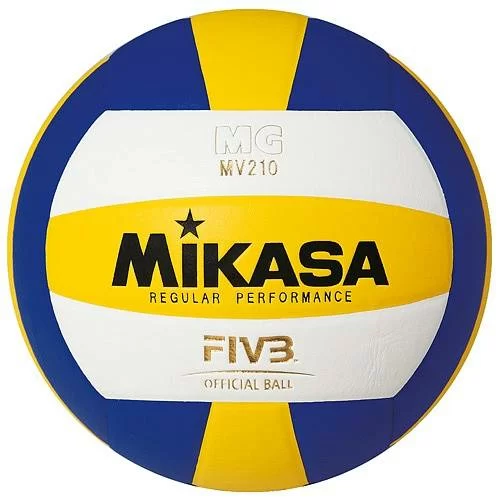 Реальное фото Мяч волейбольный Mikasa MV210 р.5 синт.кожа клееный бел-жел-син от магазина СпортЕВ