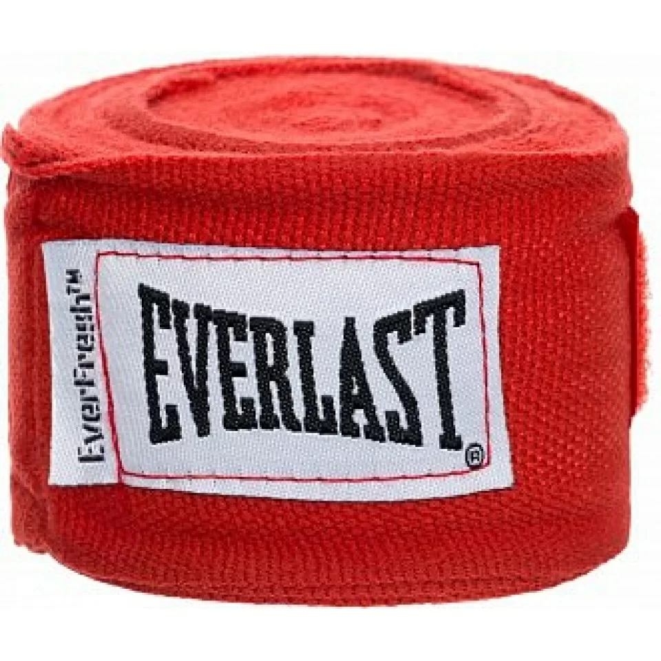 Реальное фото Бинты боксерские 2.5 м Everlast Elastic красные 4463 от магазина СпортЕВ