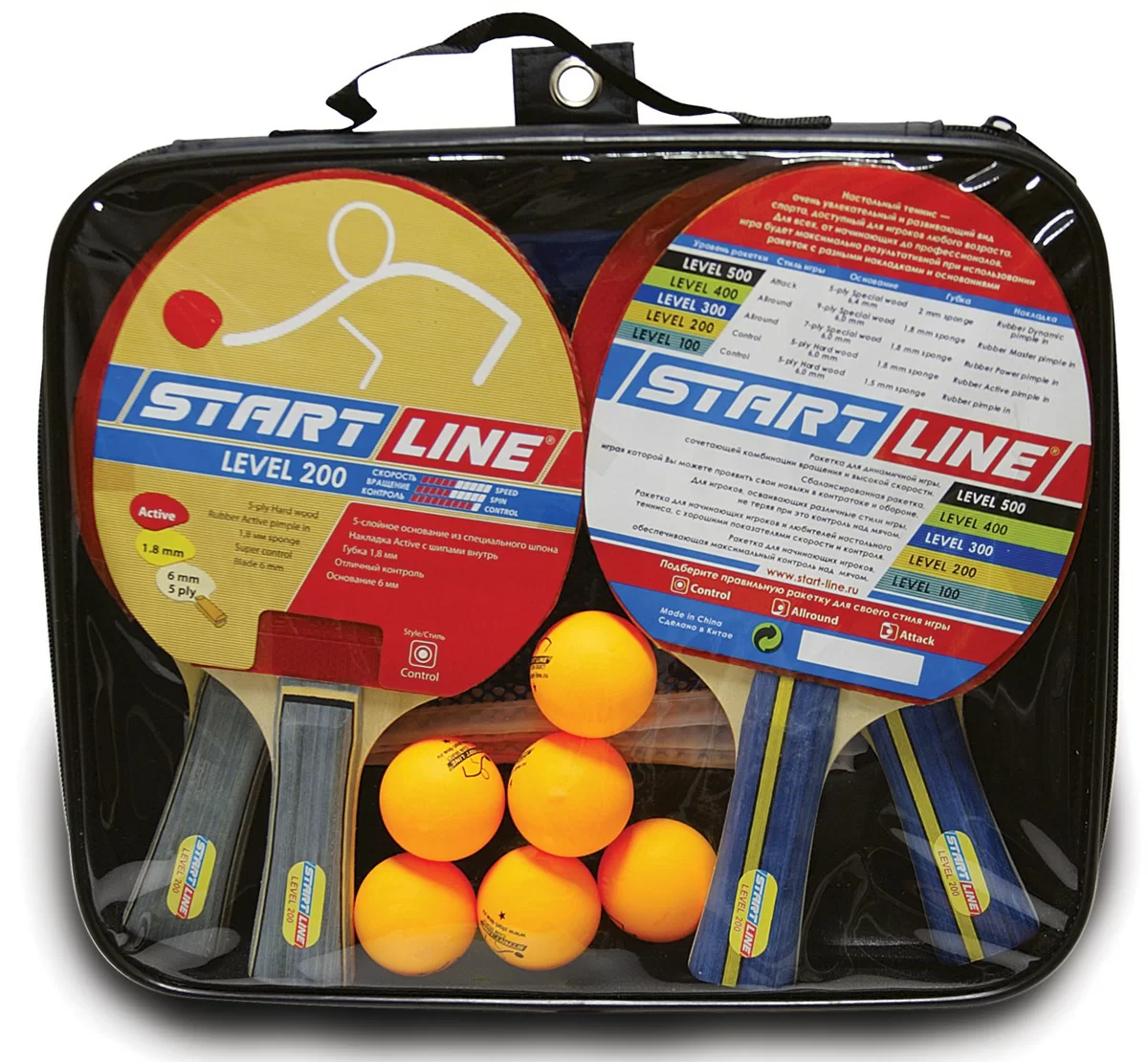 Реальное фото Набор для настольного тенниса Start Line Level 200 (4 р-ки,6 мячей Clab Select, сетка с кр 61-453 от магазина СпортЕВ