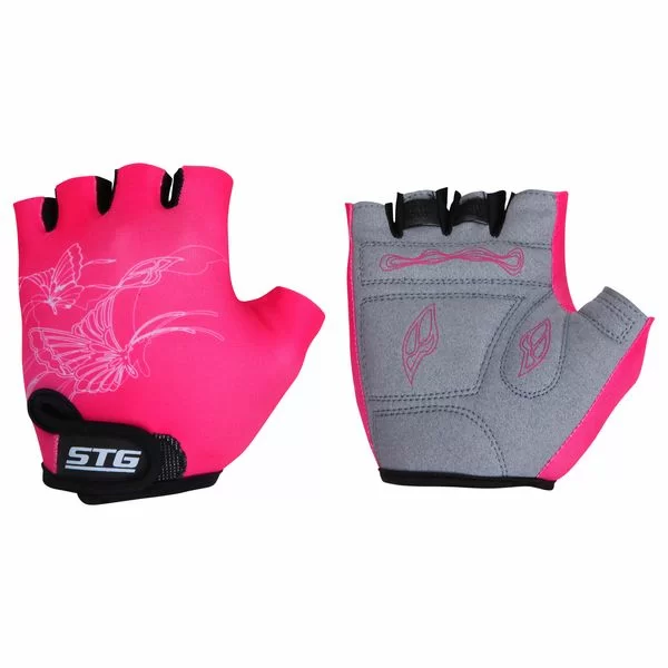 Реальное фото Перчатки STG детские быстросъемные с защитной прокладкой, на липучке розовые Х61898 от магазина СпортЕВ