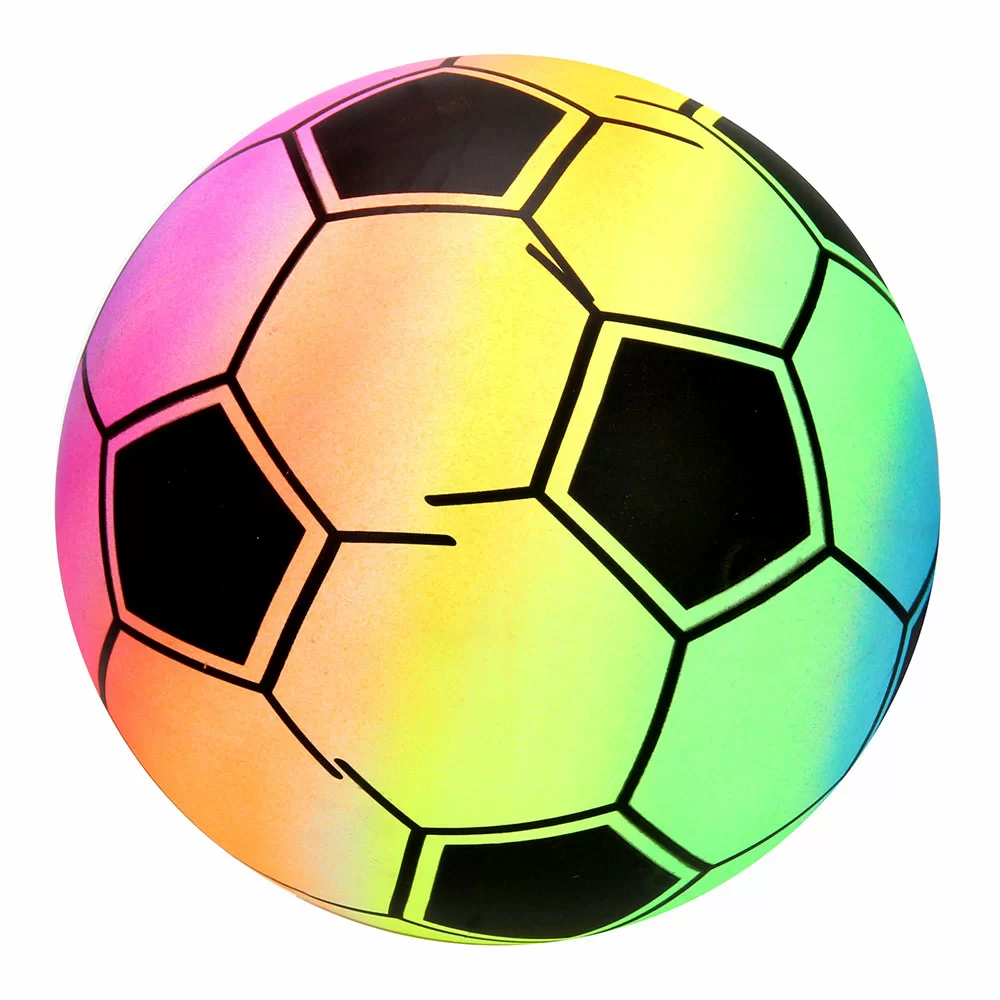 Реальное фото Мяч игровой Silapro футбольный ПВХ 23см радужный 133-026 от магазина СпортЕВ
