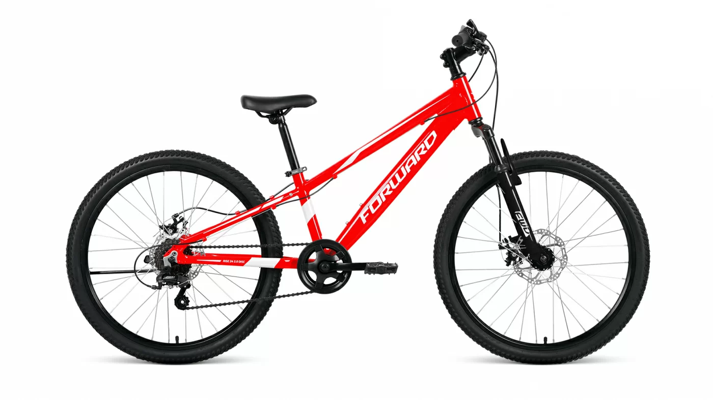 Реальное фото Велосипед Forward Rise 24 2.0 disc (2021) красный/белый RBKW1J347010 от магазина СпортЕВ