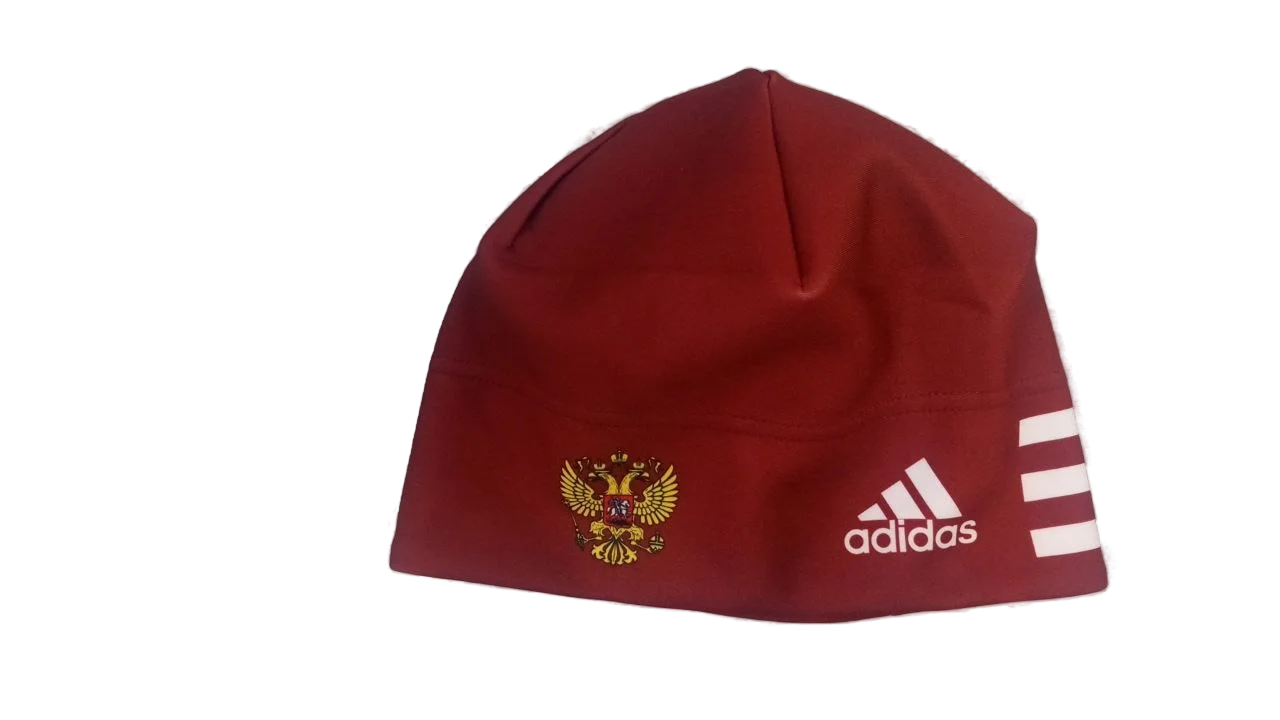 Реальное фото Шапка гоночная с лого Adidas бордовый от магазина Спортев
