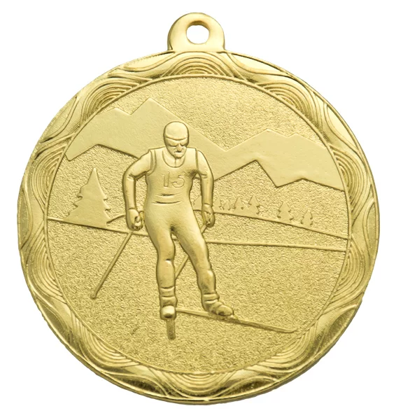 Реальное фото Медаль MZ 82-50/G лыжный спорт  (D-50 мм, s-2 мм) от магазина СпортЕВ