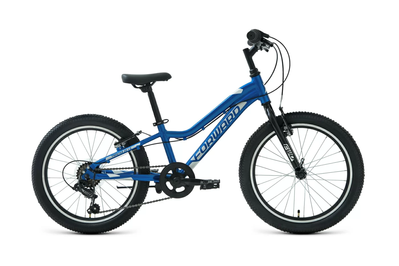Реальное фото Велосипед Forward Twister 20 1.0 (7ск) (2021) синий/белый от магазина СпортЕВ
