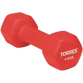 Реальное фото Гантель неопреновая 4 кг Torres красный PL55014 от магазина СпортЕВ