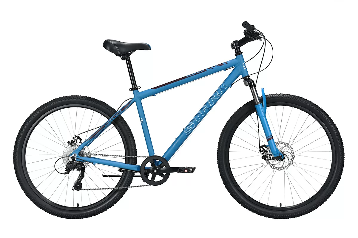 Реальное фото Велосипед Stark Respect 26.1 D Microshift (2022) синий/черный от магазина СпортЕВ