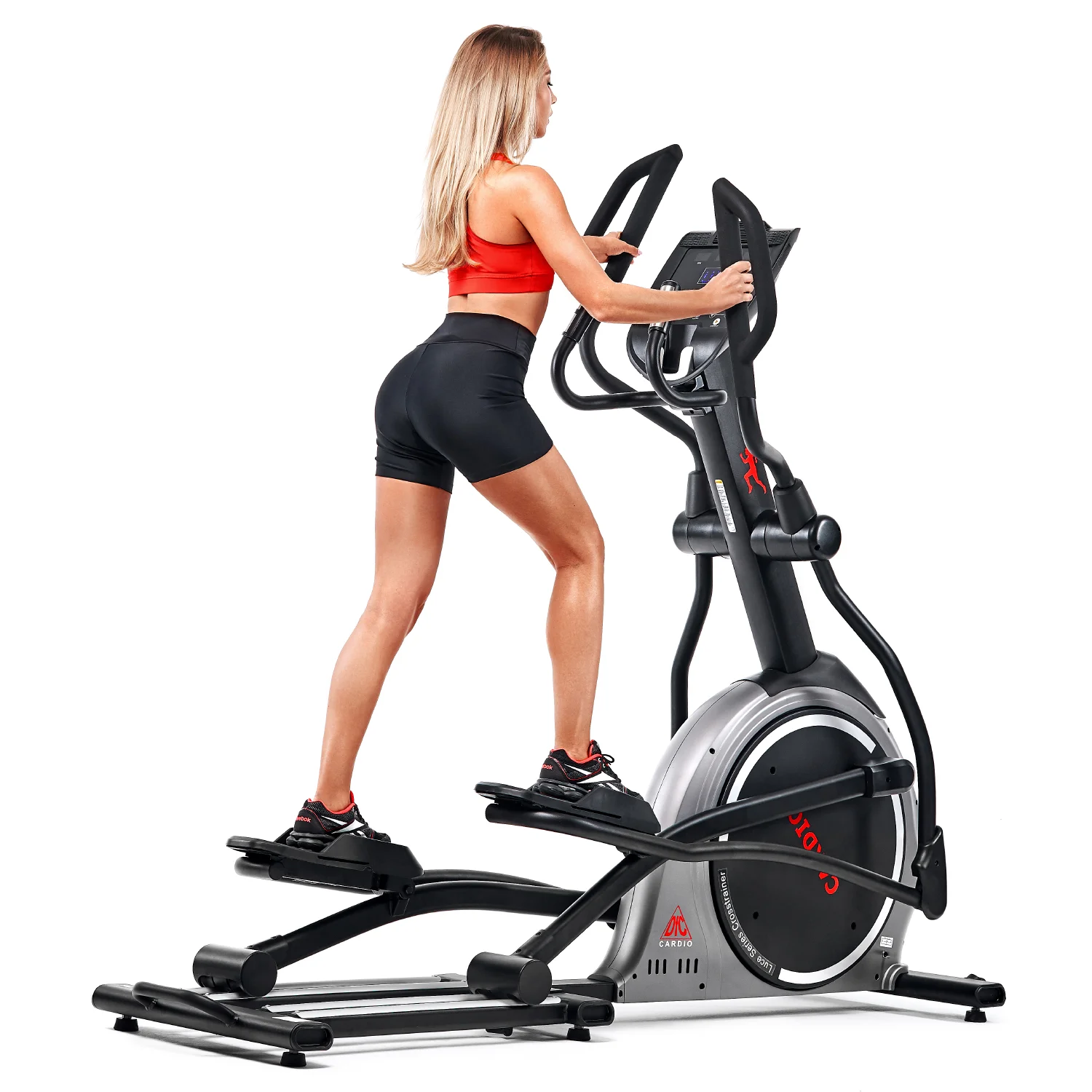 Реальное фото Эллиптический тренажер DFC E200 магн.эл.привод от магазина Спортев