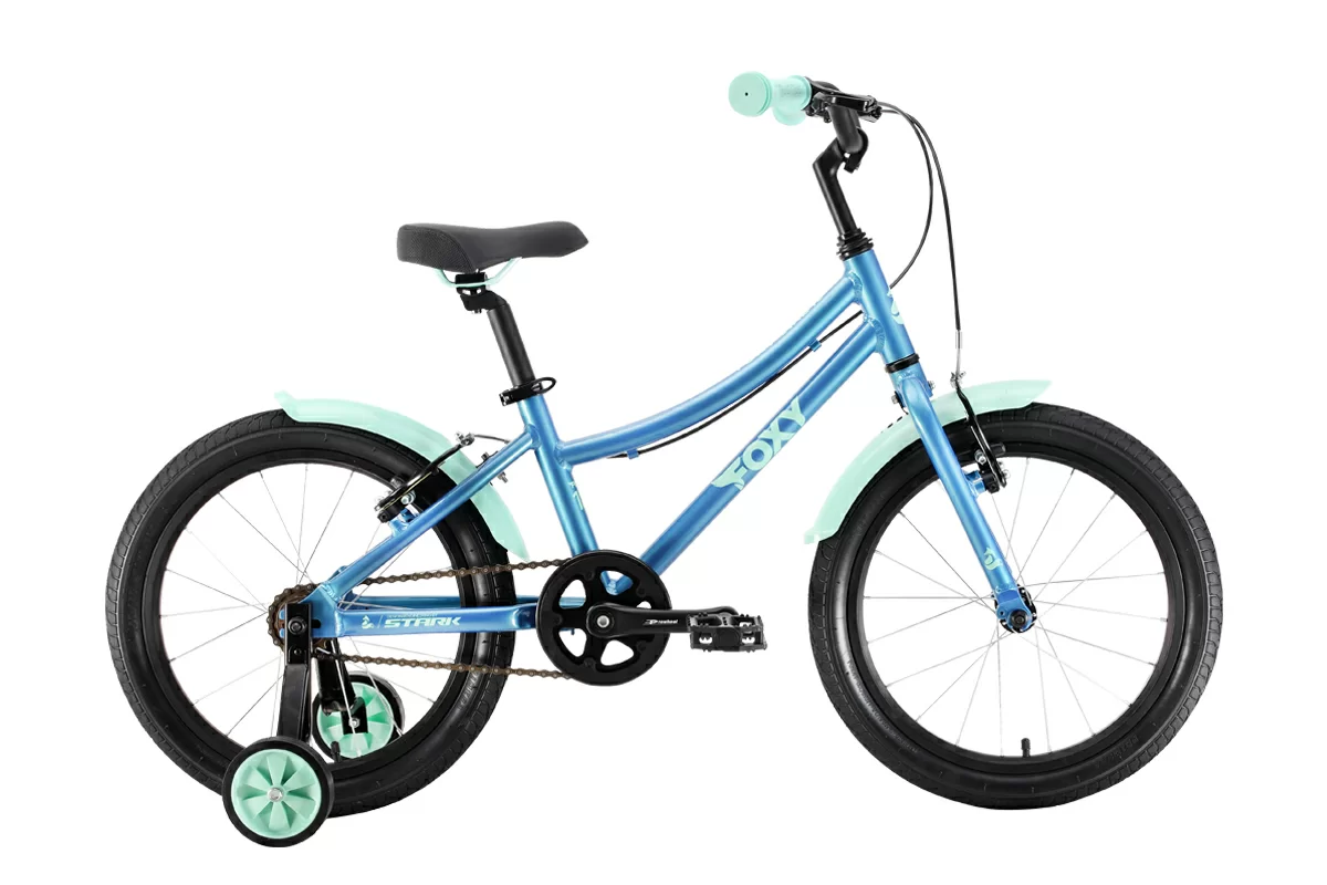 Реальное фото Велосипед Stark Foxy 18 Girl (2022) синий/мятный от магазина СпортЕВ