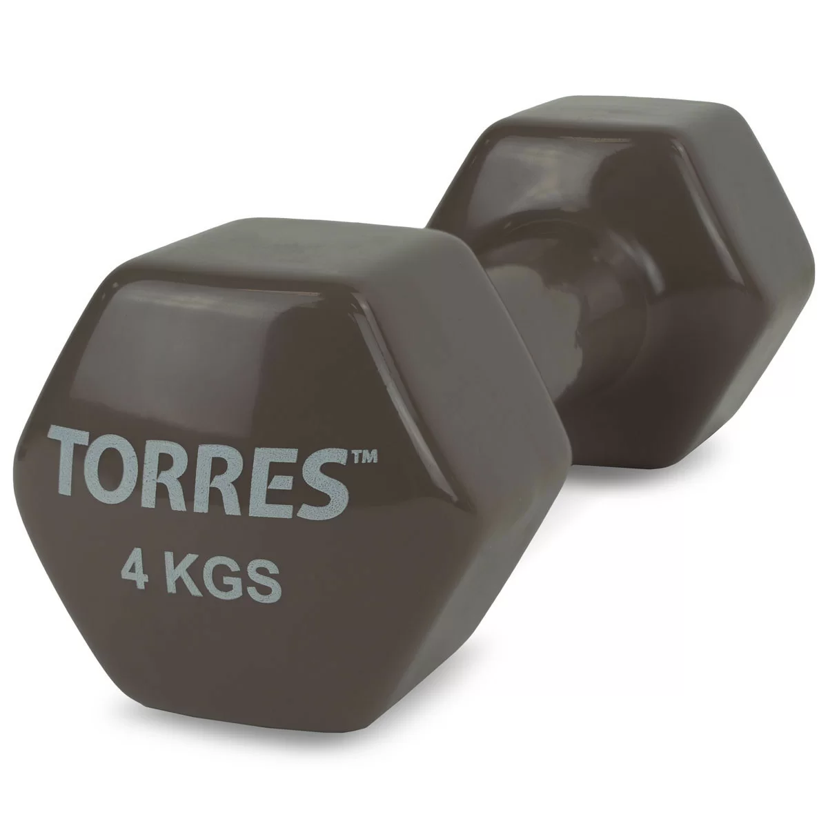Реальное фото Гантель виниловая 4 кг Torres темно-серый PL522206 от магазина СпортЕВ
