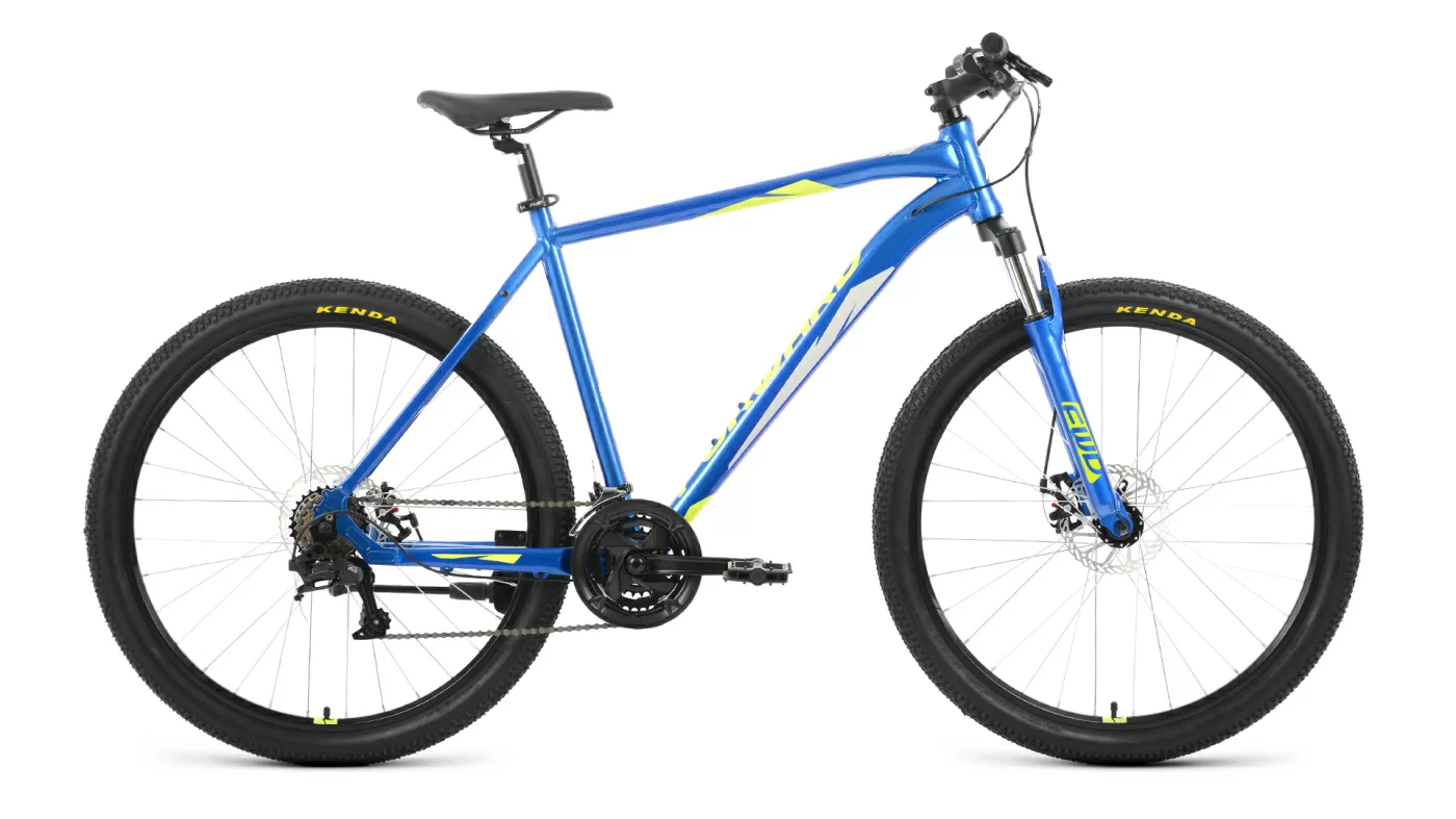Реальное фото Велосипед Forward Apache 27.5 2.2 D (21ск) (2022) синий/зеленый от магазина СпортЕВ
