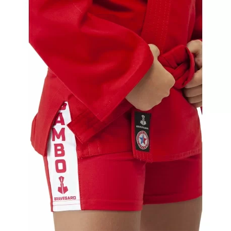 Реальное фото Куртка для самбо ВФС Bravegard Ascend Junior красная от магазина СпортЕВ