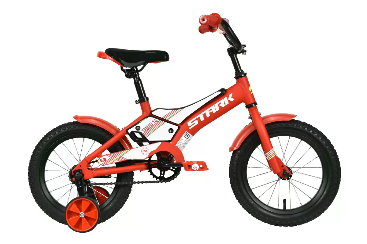 Реальное фото Велосипед Stark Tanuki 14 Boy (2021) красно/белый от магазина СпортЕВ