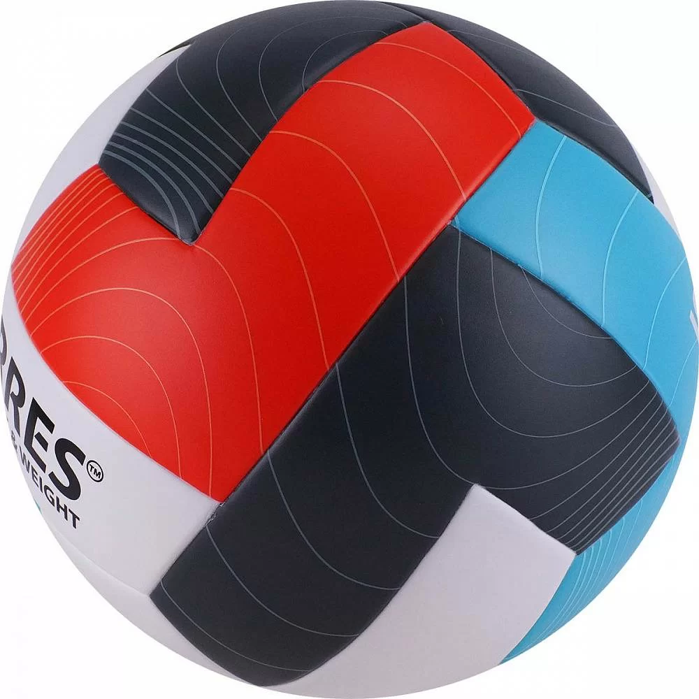 Реальное фото Мяч волейбольный Torres Set р.5 синт. кожа бело-оранж-серо-голубой V32045 от магазина СпортЕВ
