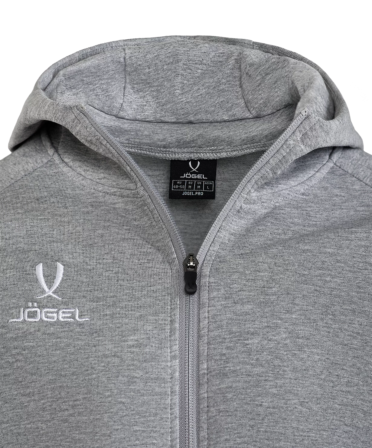 Реальное фото Олимпийка с капюшоном ESSENTIAL Athlete Jacket, серый меланж Jögel от магазина СпортЕВ