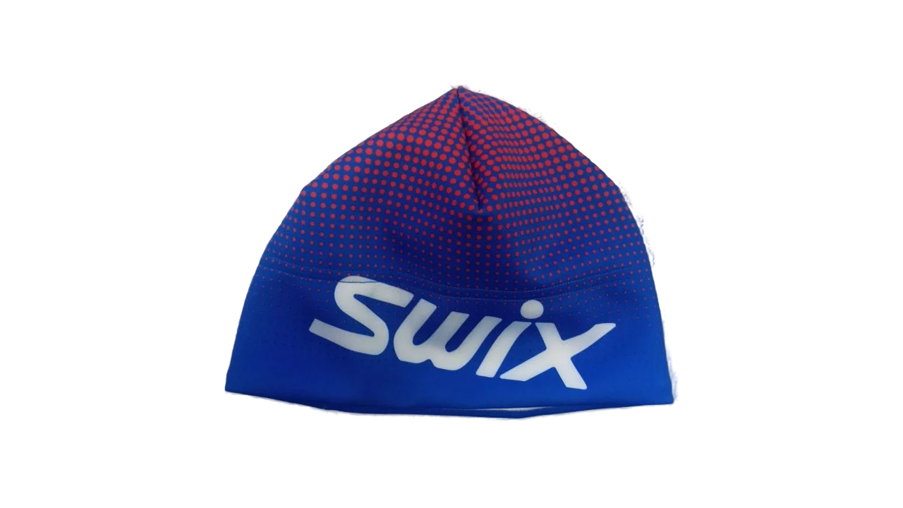 Реальное фото Шапка гоночная с лого Swix голубой от магазина Спортев