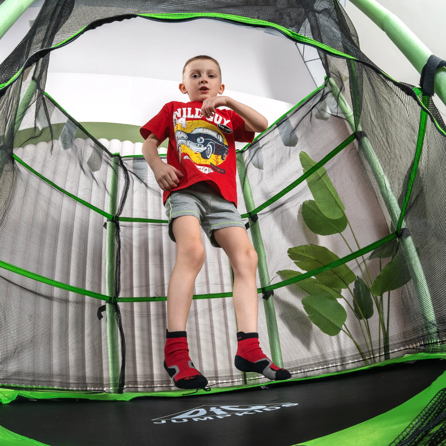 Реальное фото Батут DFC JUMP KIDS 55" зеленый, сетка (137см) 55INCH-JD-G от магазина Спортев