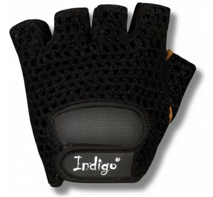 Реальное фото Перчатки Indigo Е081 сетка, кожа черные Е081 от магазина СпортЕВ