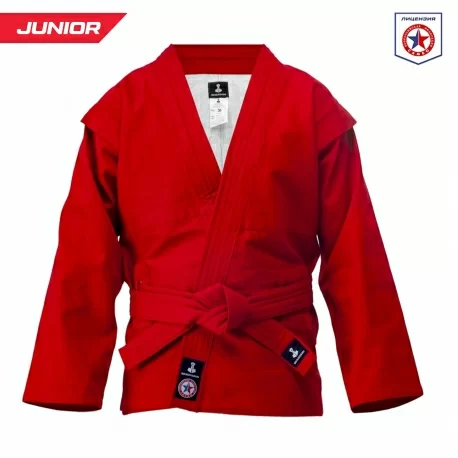 Реальное фото Куртка для самбо ВФС Bravegard Ascend Junior красная от магазина СпортЕВ