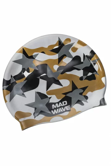 Реальное фото Шапочка для плавания Mad Wave Military Star multi M0550 09 0 00W от магазина СпортЕВ