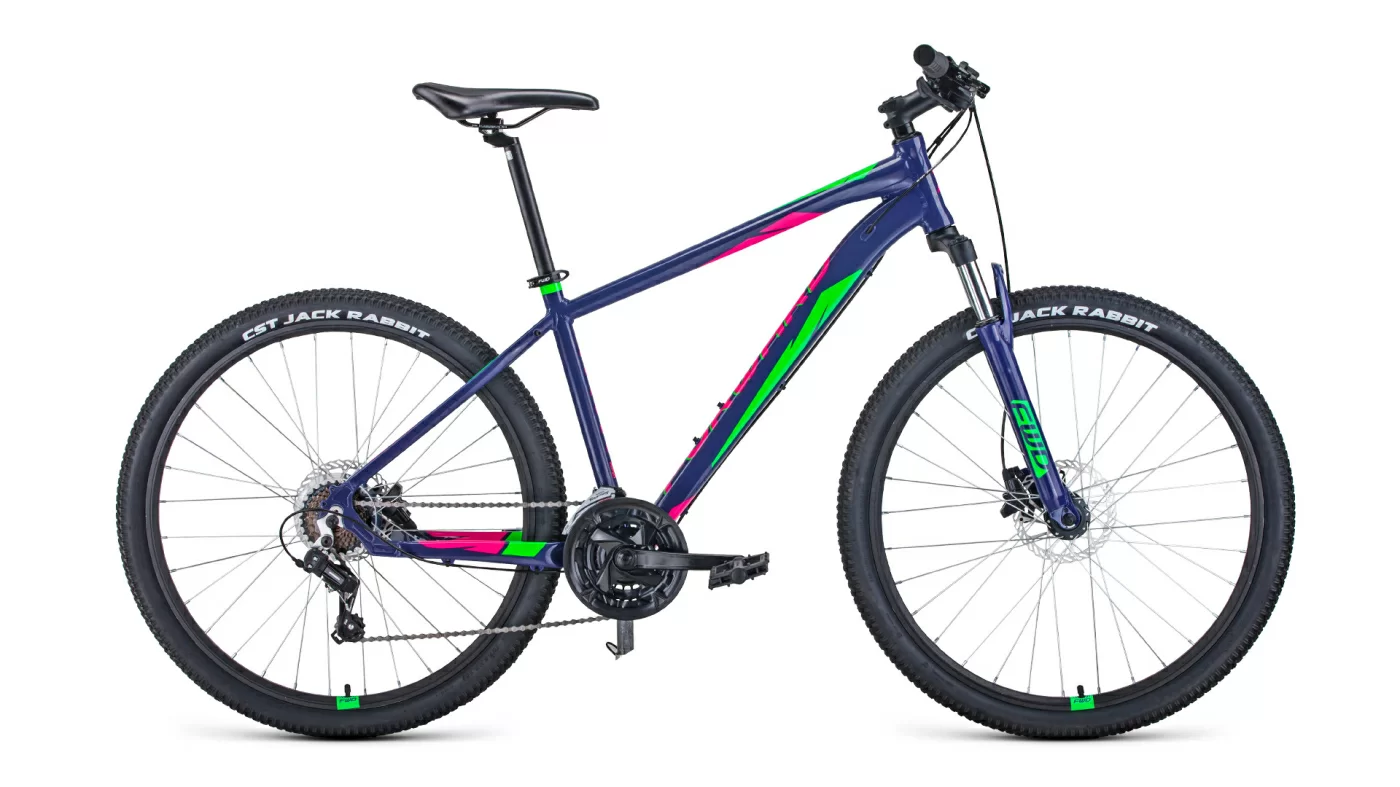 Реальное фото Велосипед Forward Apache 27.5 3.0 HD (21ск) (2022) фиолетовый/зеленый от магазина СпортЕВ