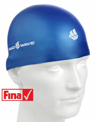 Реальное фото Шапочка для плавания Mad Wave Soft Fina Approved M blue M0533 01 2 03W от магазина СпортЕВ