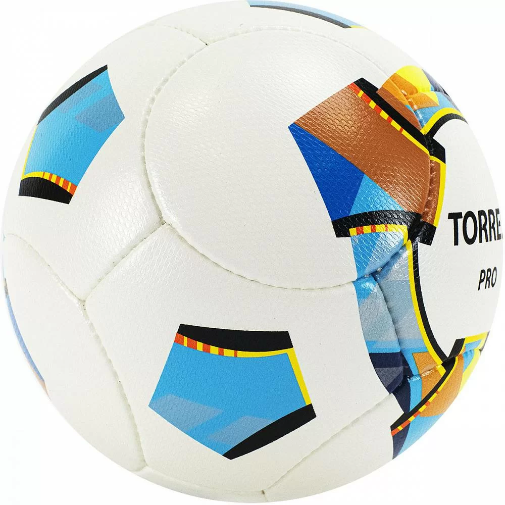 Реальное фото Мяч футбольный Torres Pro р.5 14 п. PU ручная сшивка бело-золот-черн F320015 от магазина СпортЕВ