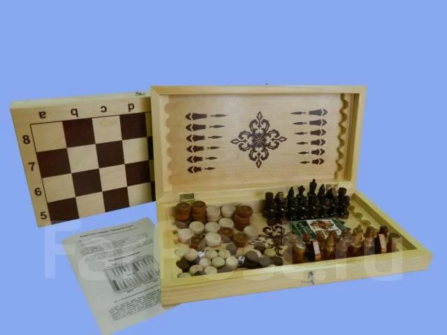 Реальное фото Набор игр (4 в 1) нарды, шашки, лото, карты 400*200*55 НШ-4 от магазина СпортЕВ