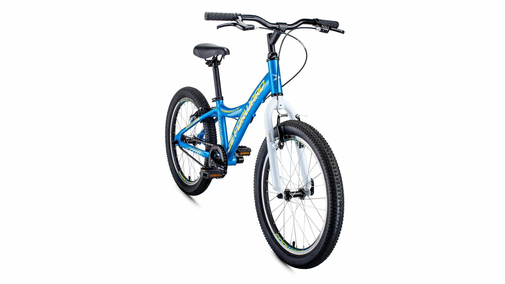 Реальное фото Велосипед Forward Comanche 20 1.0 (2021) голубой/желтый RBKW11601002 от магазина СпортЕВ