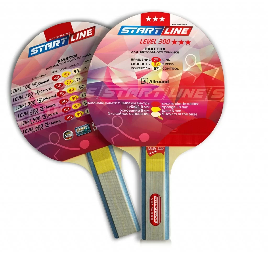 Реальное фото Ракетка для настольного тенниса Start line Level 300 New (прямая) 12403 от магазина СпортЕВ