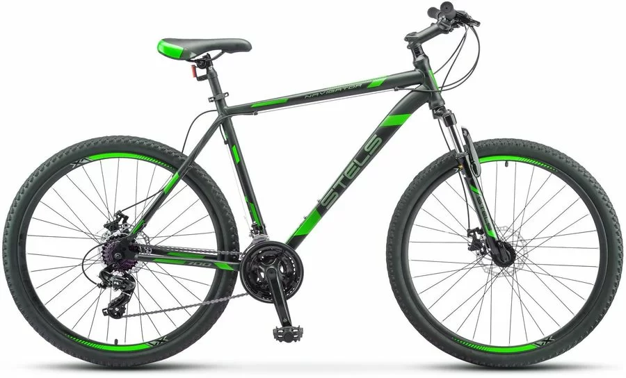 Реальное фото Велосипед Stels Navigator-700 MD 27.5" (2021) черный/зеленый F010 от магазина СпортЕВ
