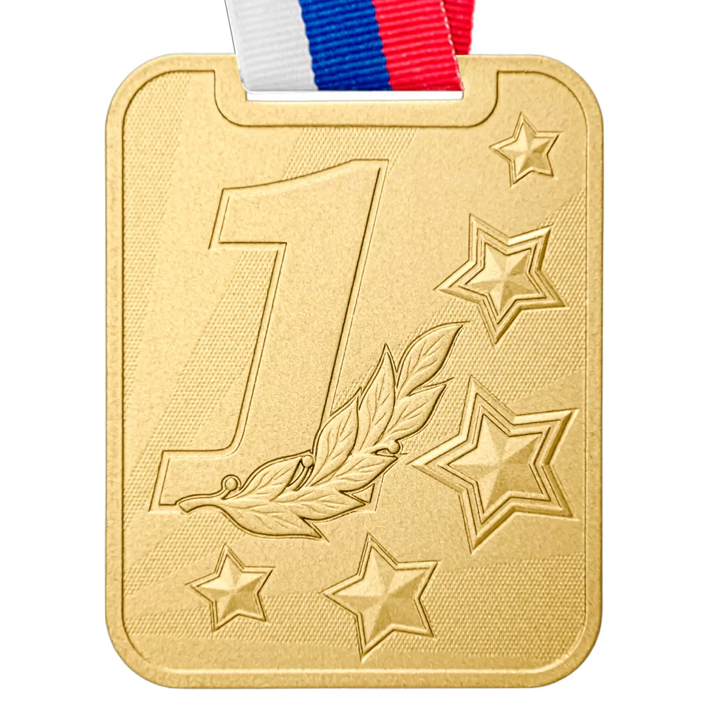 Реальное фото Медаль MZP 515-70/GM 1 место с лентой (55х70мм, s-3 мм) от магазина СпортЕВ