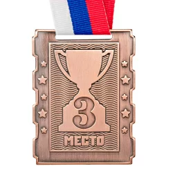 Медаль MZ 134-65/В 3 место с лентой (50х65мм, s-2мм)