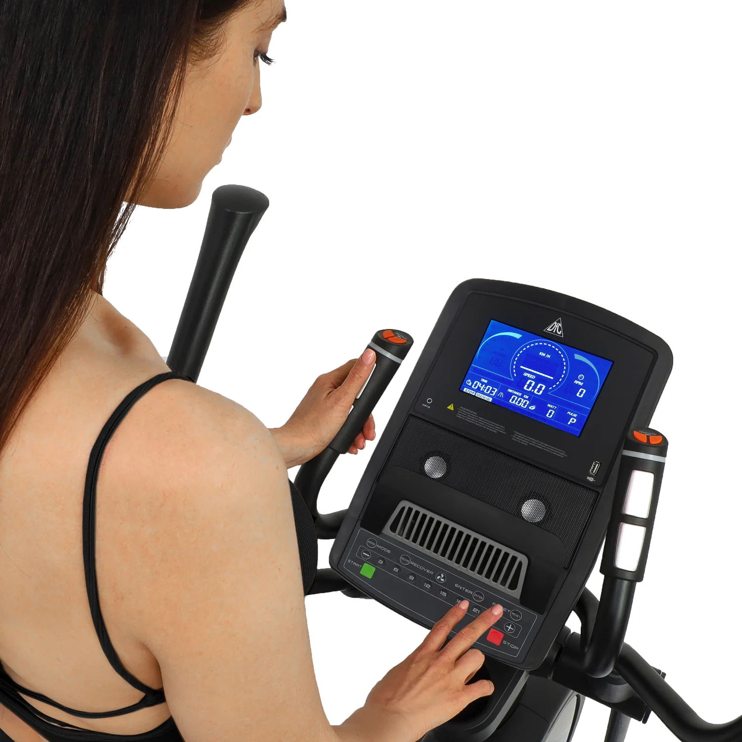 Реальное фото Эллиптический тренажер DFC E5800P магн.эл.привод от магазина Спортев