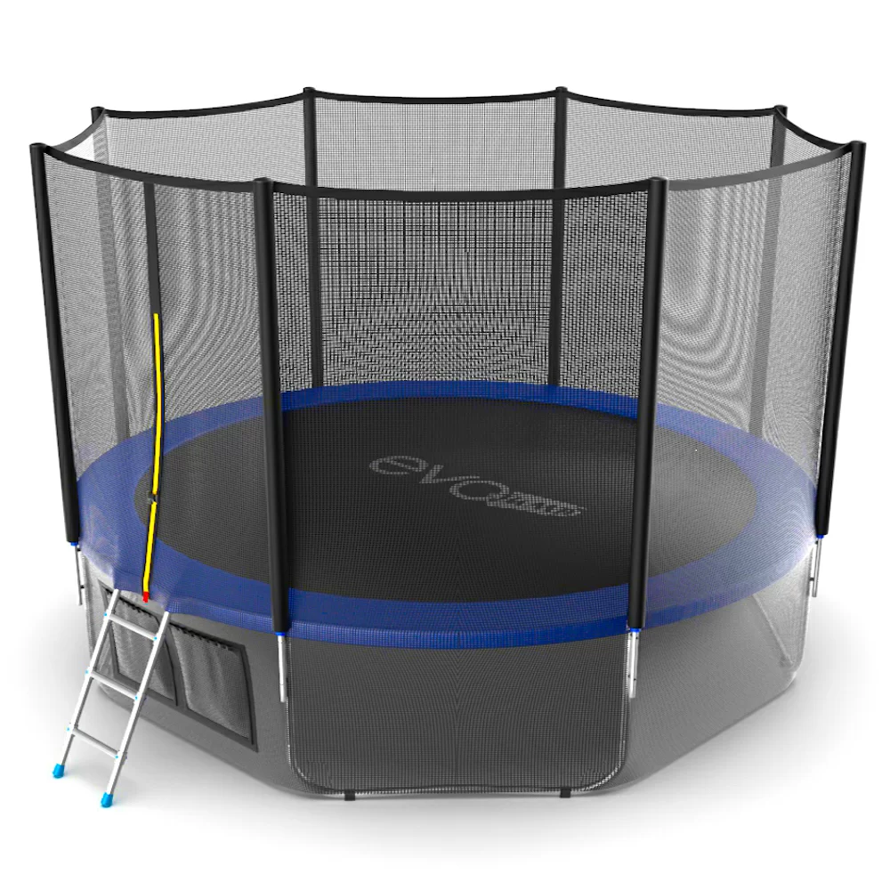 Реальное фото EVO JUMP External 12ft (Blue) + Lower net. Батут с внешней сеткой и лестницей, диаметр 12ft (синий) + нижняя сеть от магазина СпортЕВ