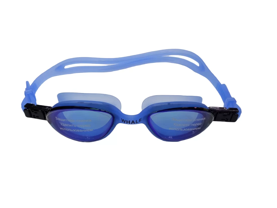 Реальное фото Очки для плавания Whale Y0M5604(ММ-5604) для взрослых зеркальные синий/синий от магазина СпортЕВ