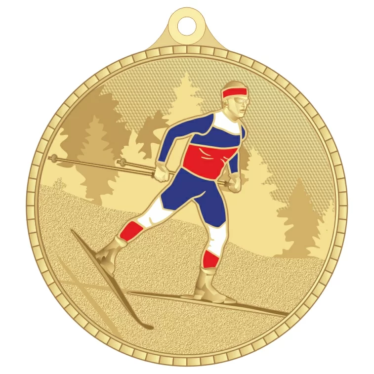 Реальное фото Медаль MZP 614-55/G лыжник (D-55мм, s-2 мм) от магазина СпортЕВ