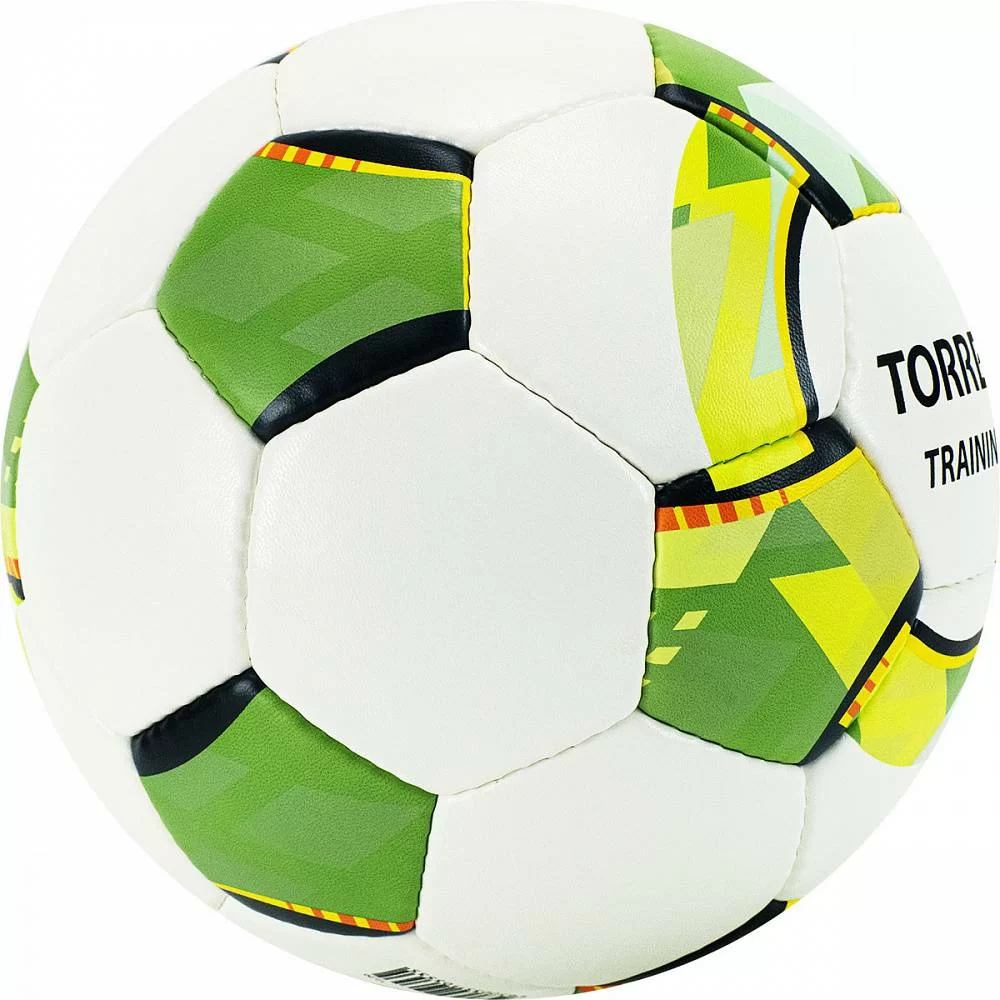 Реальное фото Мяч футбольный Torres Training р.4 32 п. PU ручная сшивка бело-зел-сер F320054 от магазина Спортев