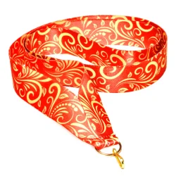 Лента для медали узоры красная (2-сторонняя, 25 мм)