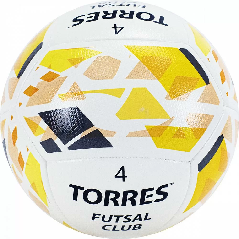 Реальное фото Мяч футзальный Torres Futsal Club №4 10 пан. PU гибрид. сш. бело-зол-чер FS32084 от магазина СпортЕВ